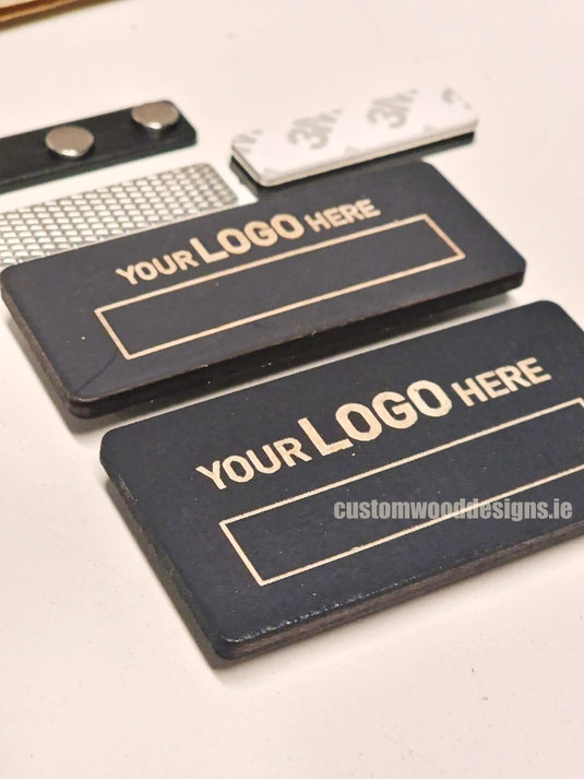Black Birch Name Badges MOQ 10pcs Bespoke Made Custom Wood Designs __label: Multibuy retail CustomWoodDesignsIrelandCustommadewoodennamebadgescorporatenamebadgesecofriendlynamebadgesustainablewoodennamebadgeengravednamebadgesCWD2023_7
