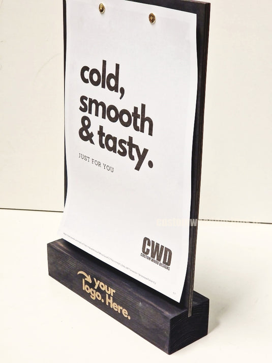 Double Sided Info Display - A5 Black x10 Custom Wood Designs CustomWoodDesignsIrelandDoublesidedA4sizePointofsaleInformationholderA4clipboardandblocksetInformationDisplayretailhospitalitycorporateCWD_5