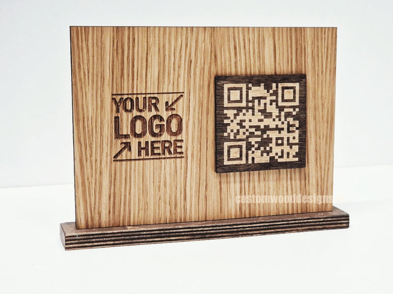 Load image into Gallery viewer, QR Display Stands A5 (Light Oak) 10-1000 Custom Wood Designs CustomWoodDesignsIrelandWoodenQRCodesSustainableQRCodesLaserEngravedQRCodesHospita_5
