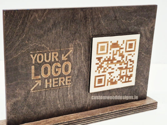 QR Display Stands A5 Brown Birch 10-1000 Custom Wood Designs CustomWoodDesignsIrelandWoodenQRCodesSustainableQRCodesLaserEngravedQRCodesHospitality_5