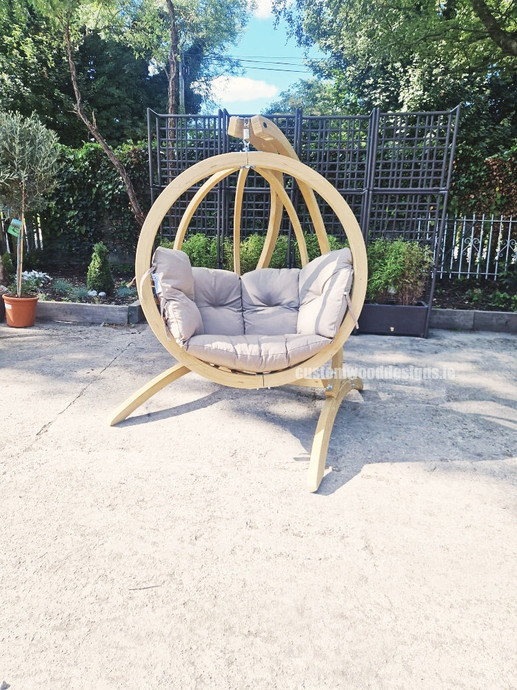 Load image into Gallery viewer, Globe Wood Hanging Chair &amp; Stand Set - Custom Wood Designs
