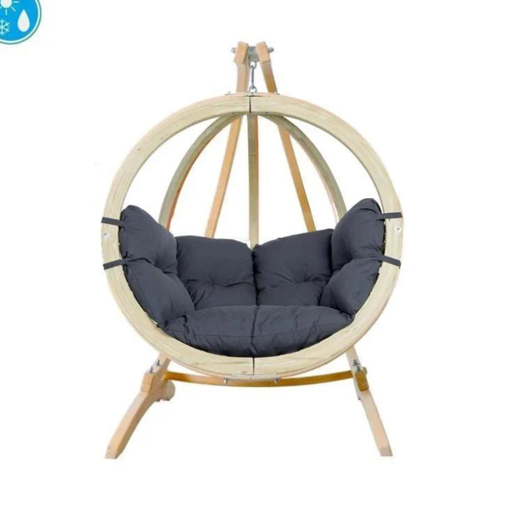 Load image into Gallery viewer, Globe Wood Hanging Chair &amp; Stand Set - Custom Wood Designs Globe Wood Hanging Chair &amp; Stand Set made from [material] – Ideal for [use_case] | Custom Wood Designs
