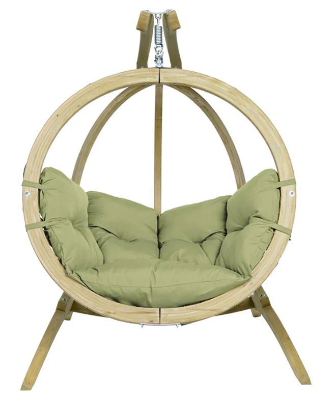 Load image into Gallery viewer, Globe Wood Hanging Chair &amp; Stand Set - Custom Wood Designs Globe Wood Hanging Chair &amp; Stand Set made from [material] – Ideal for [use_case] | Custom Wood Designs
