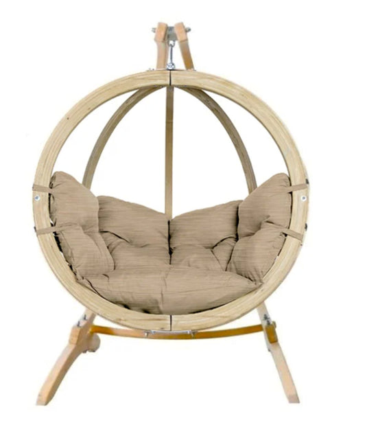 Globe Wood Hanging Chair & Stand Set - Custom Wood Designs Globe Wood Hanging Chair & Stand Set made from [material] – Ideal for [use_case] | Custom Wood Designs