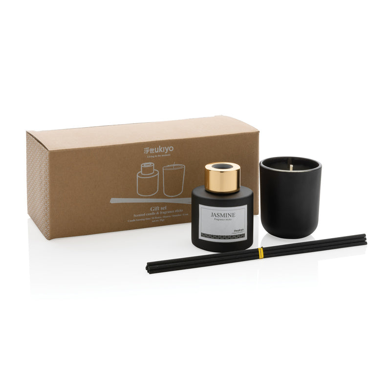 Load image into Gallery viewer, Ukiyo candle and fragrance sticks gift set - Custom Wood Designs
