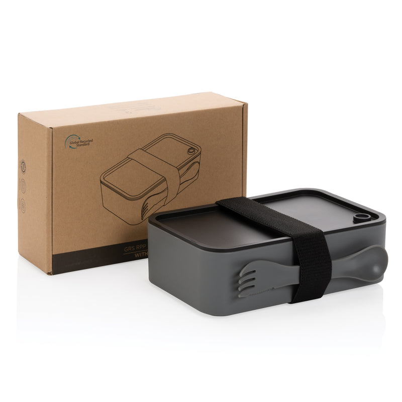 Load image into Gallery viewer, GRS recycled PP lunch box with spork - Custom Wood Designs

