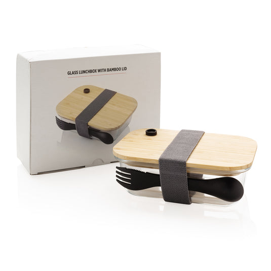 Glass lunchbox with bamboo lid - Custom Wood Designs