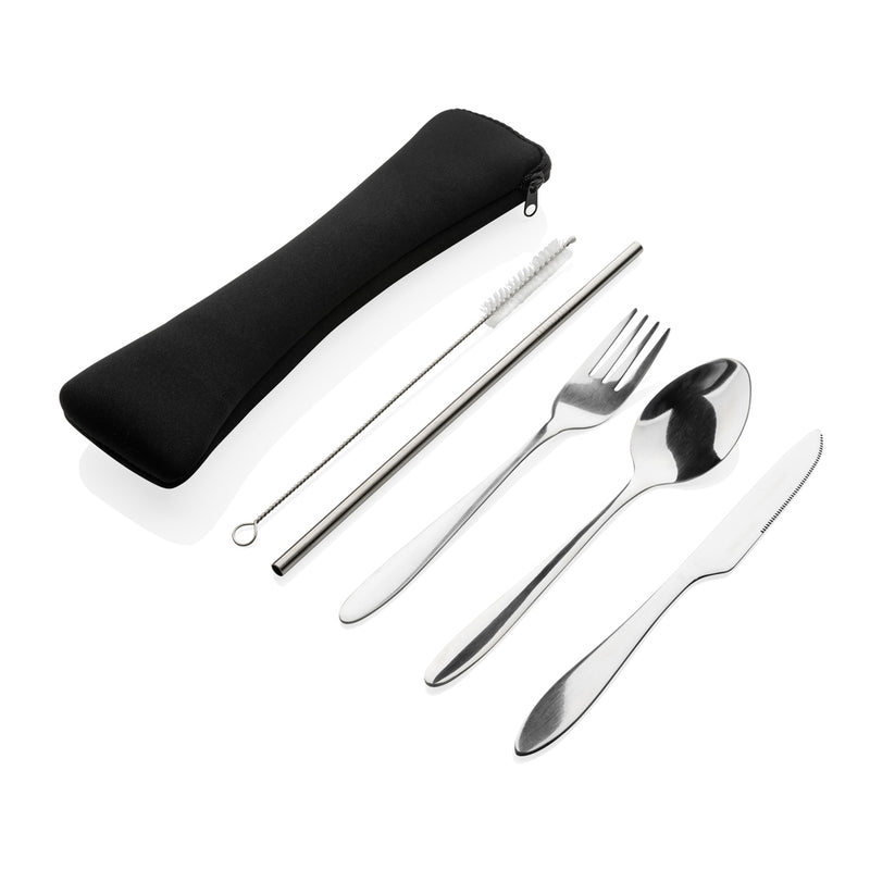 Load image into Gallery viewer, 4 PCS stainless steel re-usable cutlery set - Custom Wood Designs
