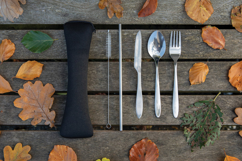 Load image into Gallery viewer, 4 PCS stainless steel re-usable cutlery set - Custom Wood Designs

