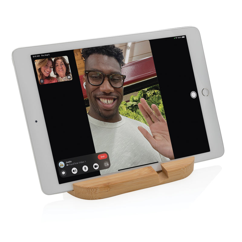 Load image into Gallery viewer, Bamboo tablet and phone holder - Custom Wood Designs
