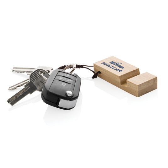 Standkey bamboo keychain phone stand - Custom Wood Designs