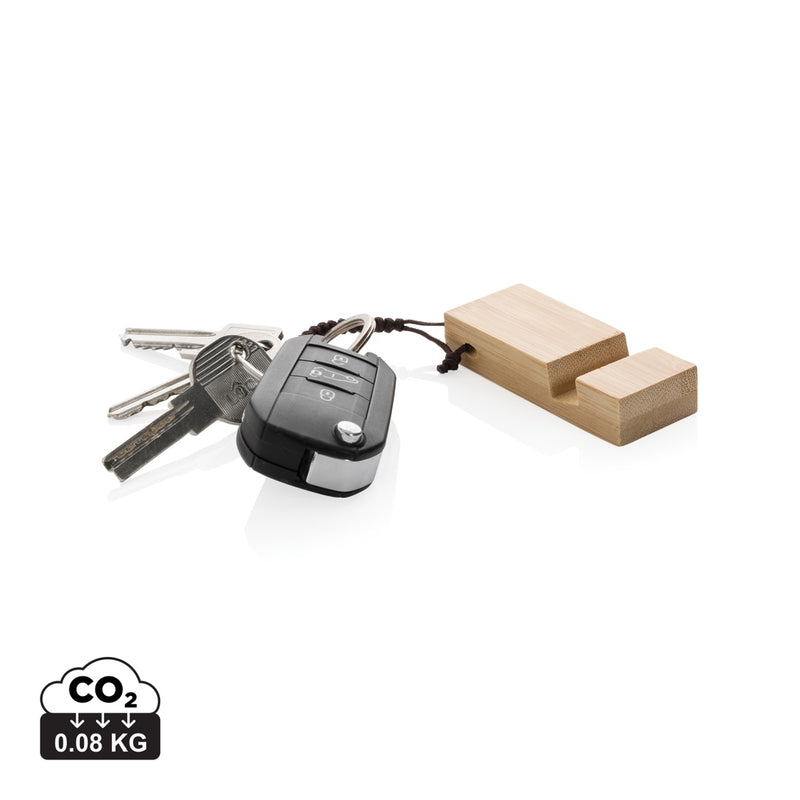 Load image into Gallery viewer, Standkey bamboo keychain phone stand - Custom Wood Designs
