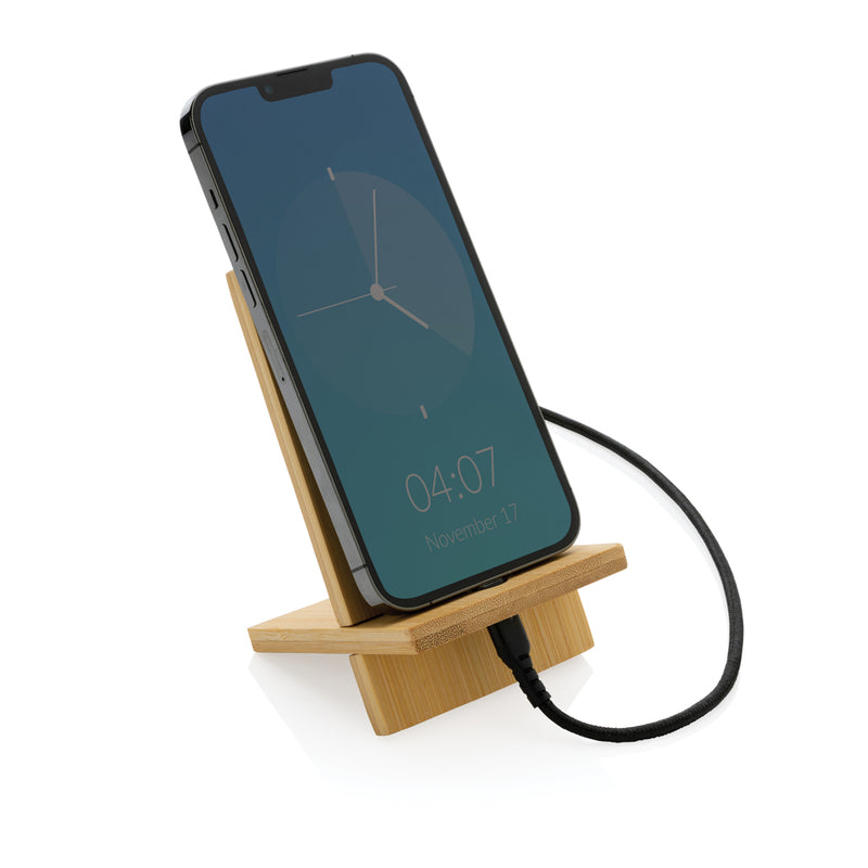 Load image into Gallery viewer, Bamboo phone stand in kraft box - Custom Wood Designs
