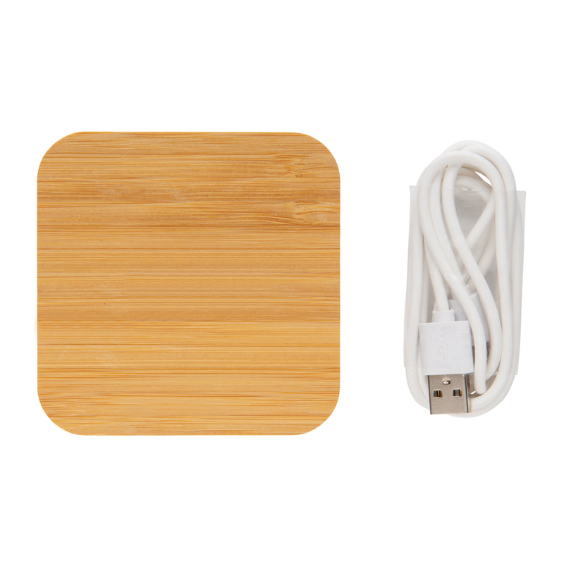 Load image into Gallery viewer, Bamboo 5W wireless charger with USB - Custom Wood Designs
