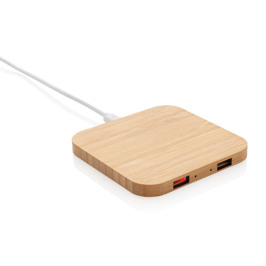 Bamboo 5W wireless charger with USB - Custom Wood Designs