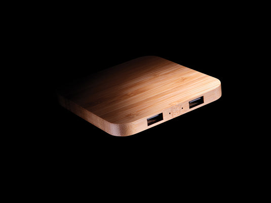 Bamboo 5W wireless charger with USB - Custom Wood Designs
