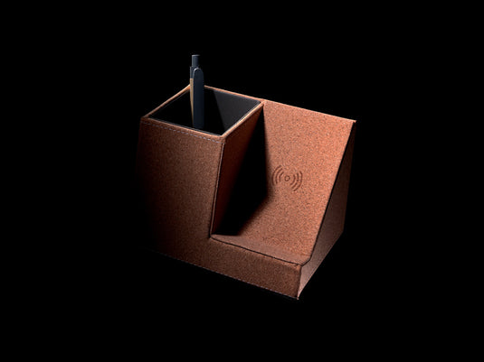 Cork pen holder and 5W wireless charger - Custom Wood Designs
