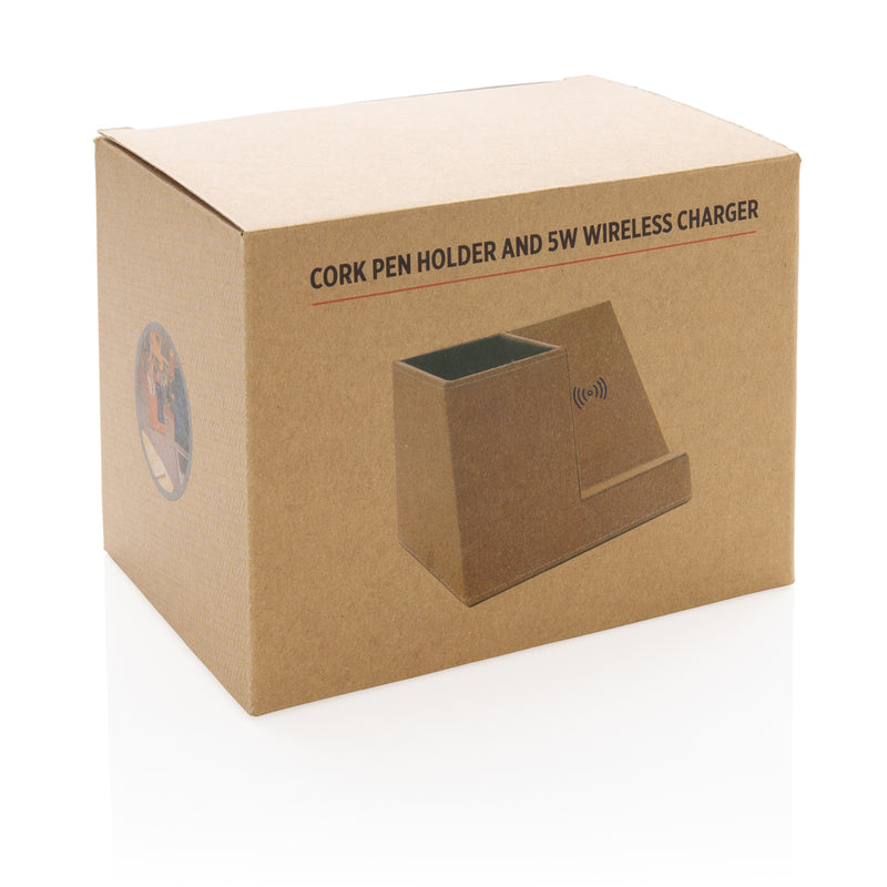 Load image into Gallery viewer, Cork pen holder and 5W wireless charger - Custom Wood Designs

