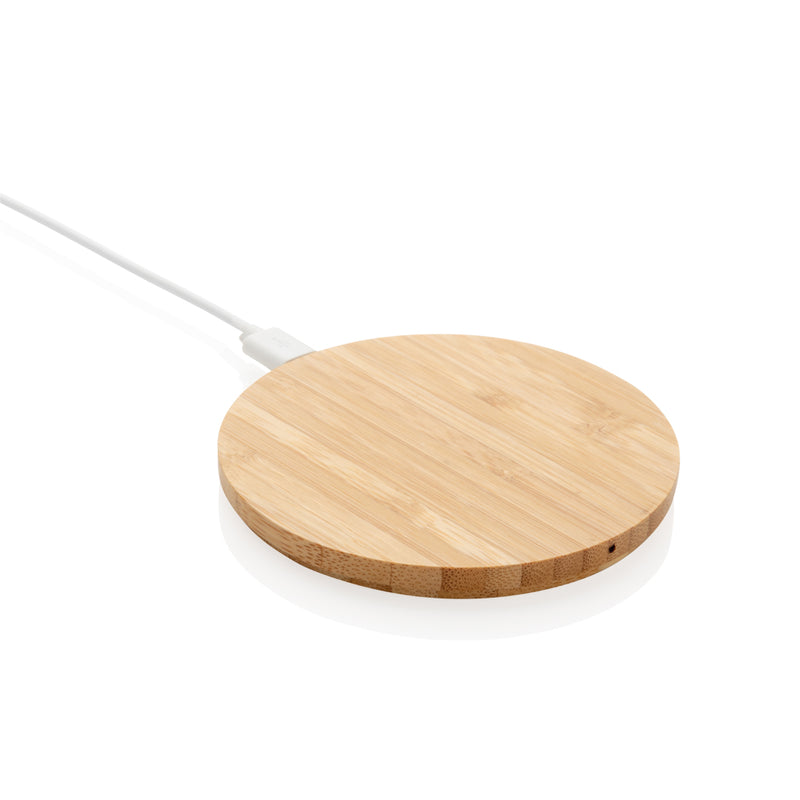 Load image into Gallery viewer, Bamboo 5W round wireless charger - Custom Wood Designs
