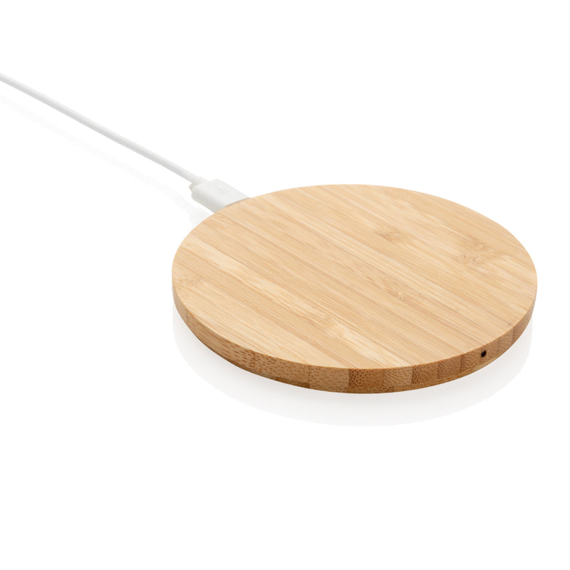 Load image into Gallery viewer, Bamboo 5W round wireless charger - Custom Wood Designs
