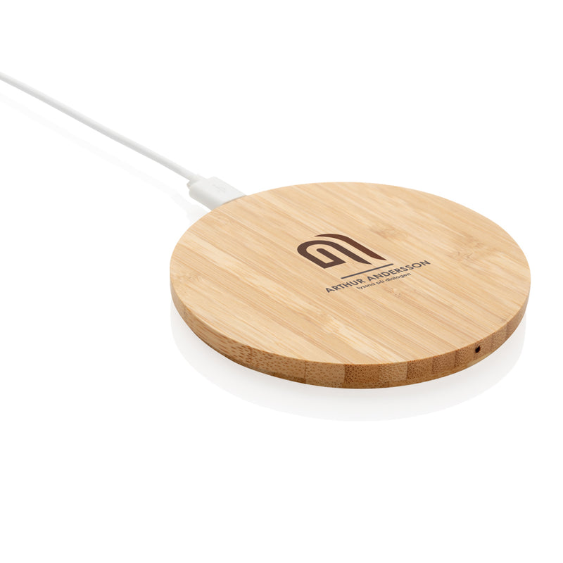 Load image into Gallery viewer, Bamboo 5W round wireless charger - Custom Wood Designs
