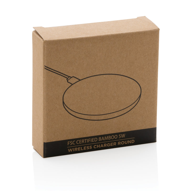Load image into Gallery viewer, Bamboo 5W round wireless charger - Custom Wood Designs
