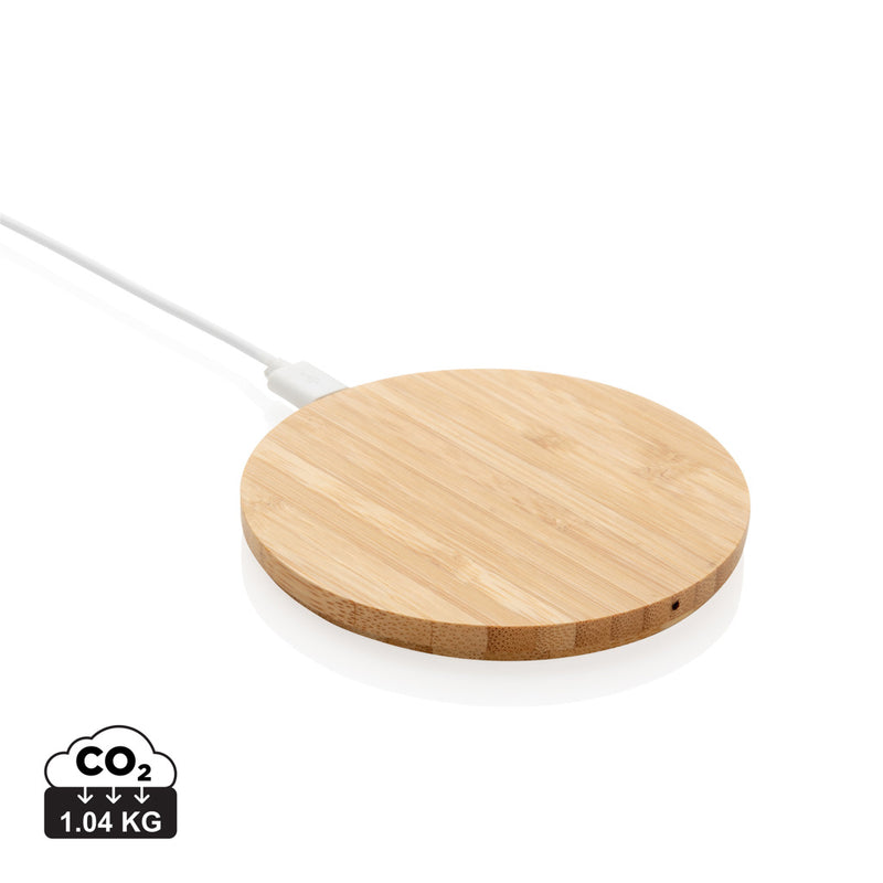 Load image into Gallery viewer, Bamboo 5W round wireless charger - Custom Wood Designs
