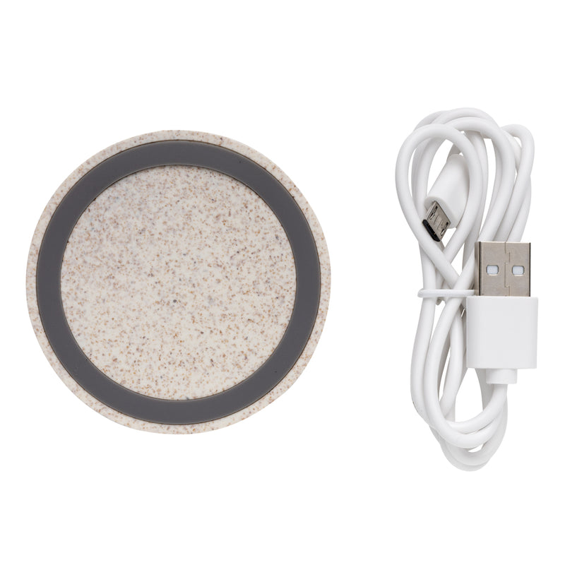 Load image into Gallery viewer, Wheat Straw 5W round wireless charging pad - Custom Wood Designs
