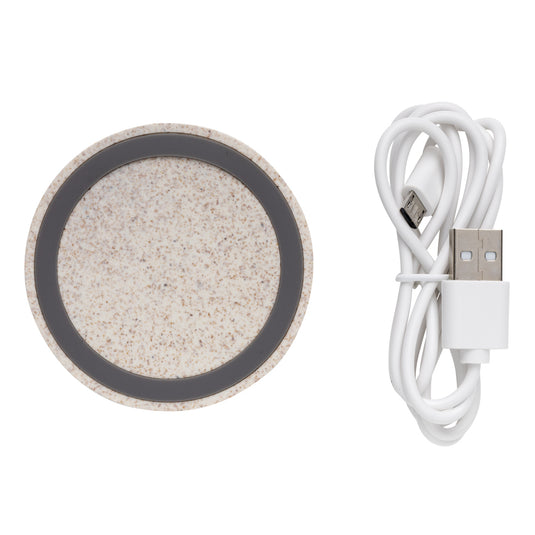 Wheat Straw 5W round wireless charging pad - Custom Wood Designs