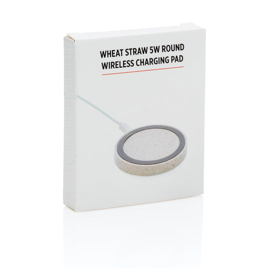 Wheat Straw 5W round wireless charging pad - Custom Wood Designs