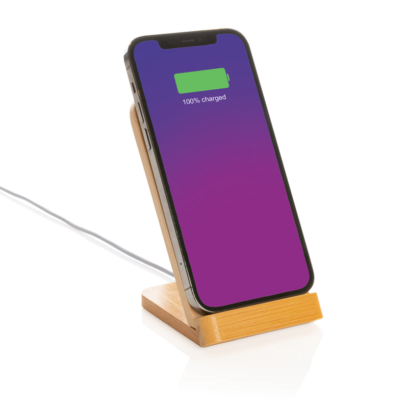 Load image into Gallery viewer, Bamboo 5W wireless charging stand - Custom Wood Designs
