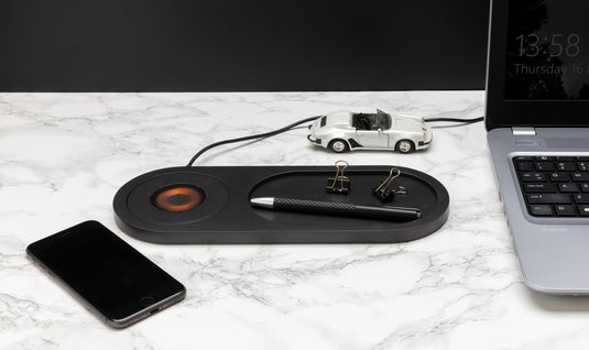 Encore 10W wireless charging valet tray - Custom Wood Designs