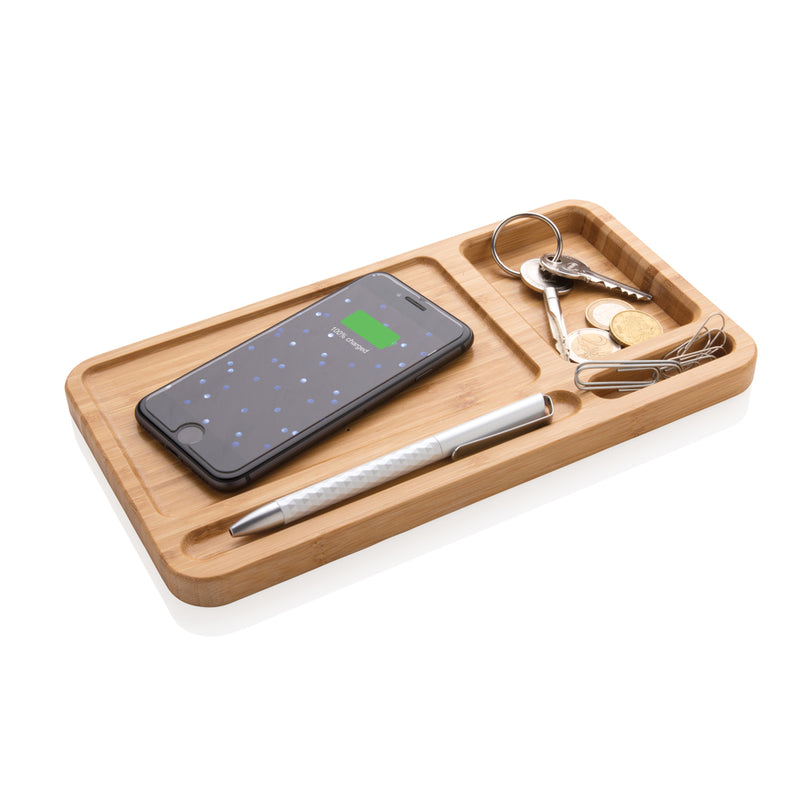 Load image into Gallery viewer, Bamboo desk organiser 5W wireless charger - Custom Wood Designs

