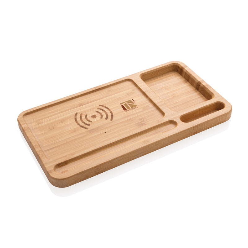Load image into Gallery viewer, Bamboo desk organiser 5W wireless charger - Custom Wood Designs
