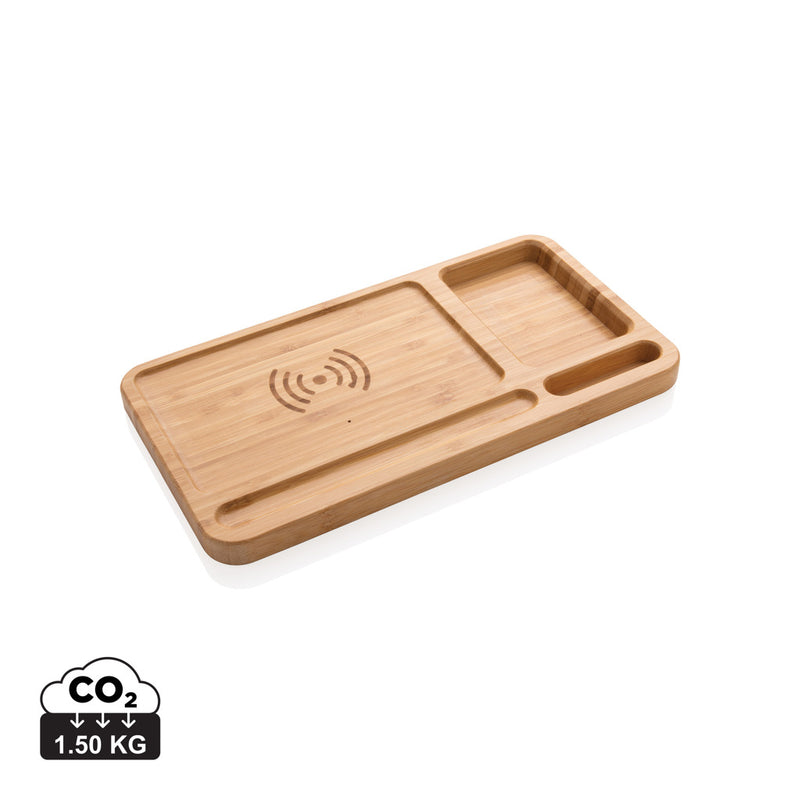 Load image into Gallery viewer, Bamboo desk organiser 5W wireless charger - Custom Wood Designs
