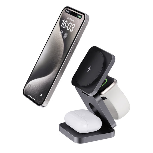 Terra RCS recycled aluminum foldable 3 in 1 15W charger - Custom Wood Designs