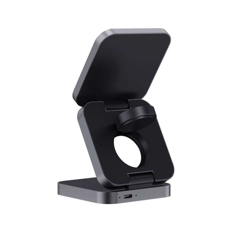 Load image into Gallery viewer, Terra RCS recycled aluminum foldable 3 in 1 15W charger - Custom Wood Designs
