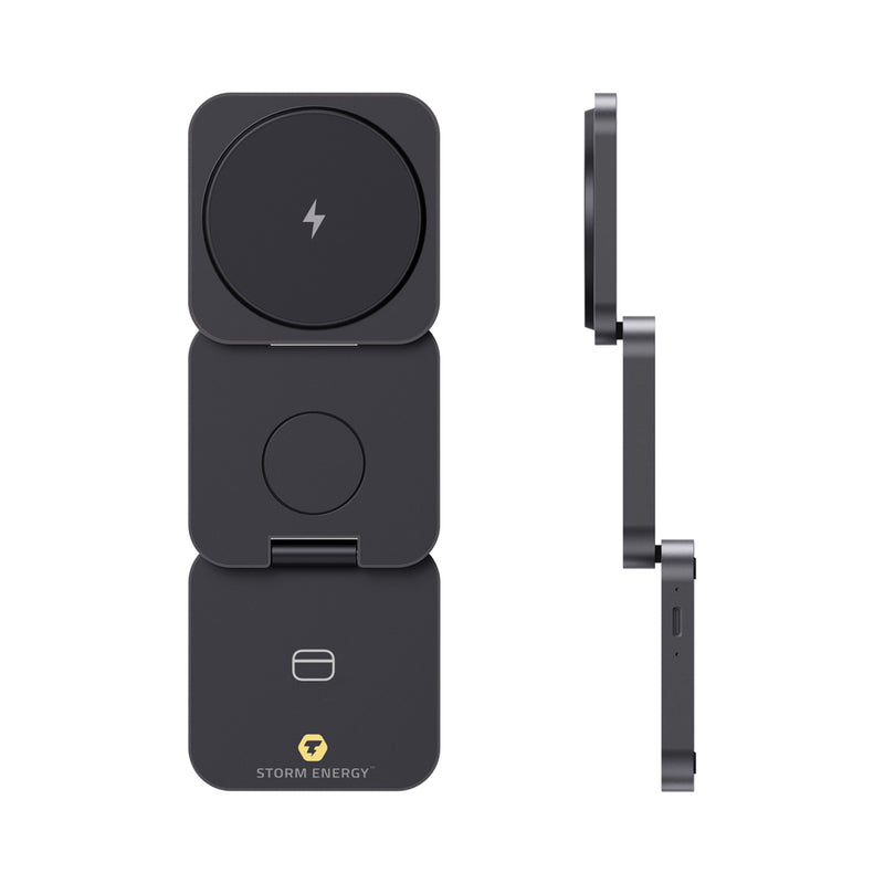 Load image into Gallery viewer, Terra RCS recycled aluminum foldable 3 in 1 15W charger - Custom Wood Designs
