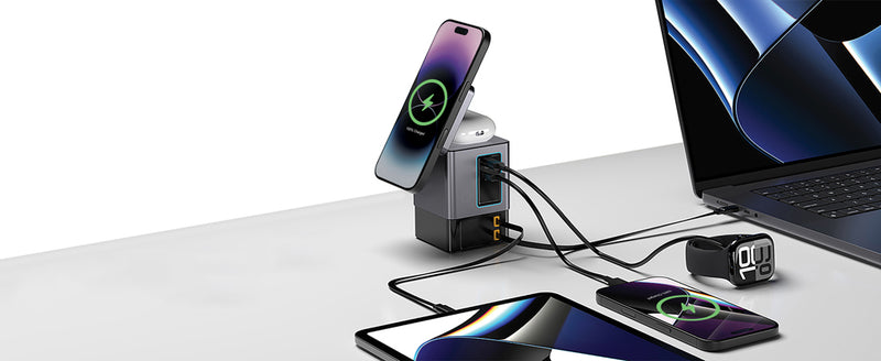 Load image into Gallery viewer, Urban Vitamin Sacramento 105W GAN charger+retractable cables - Custom Wood Designs Urban Vitamin Sacramento 105W GAN charger+retractable cables
