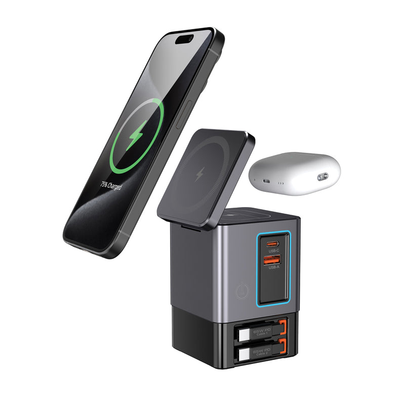 Load image into Gallery viewer, Urban Vitamin Sacramento 105W GAN charger+retractable cables - Custom Wood Designs Urban Vitamin Sacramento 105W GAN charger+retractable cables
