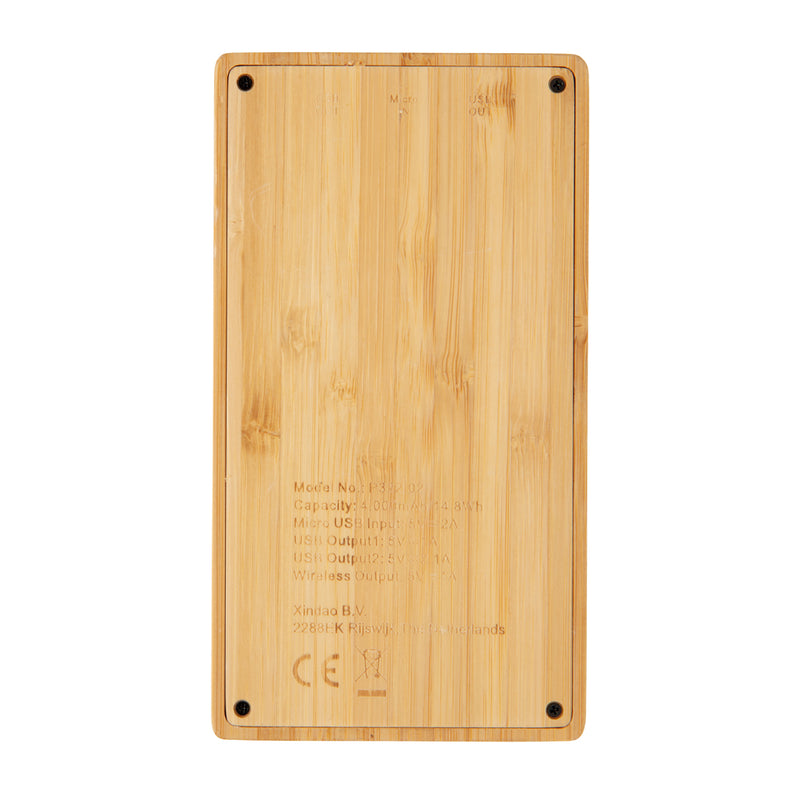 Load image into Gallery viewer, Bamboo 4.000 mAh wireless 5W Powerbank - Custom Wood Designs
