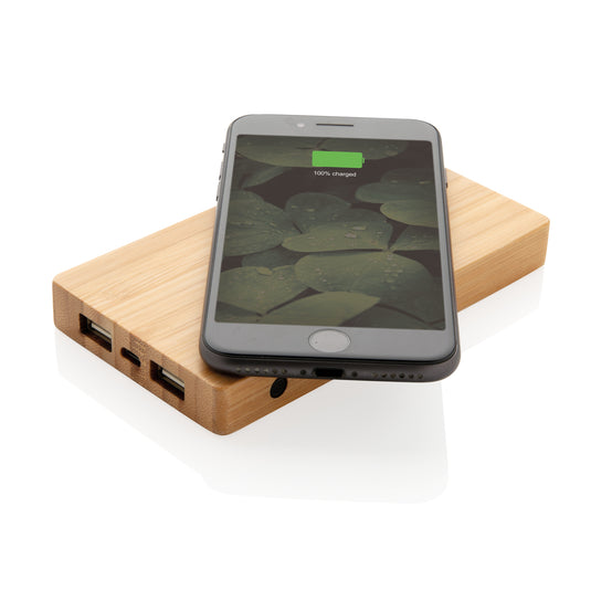 Bamboo 4.000 mAh wireless 5W Powerbank - Custom Wood Designs