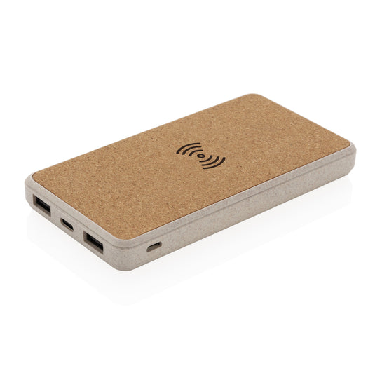Cork and Wheat Straw 8.000 mAh 5W wireless powerbank - Custom Wood Designs