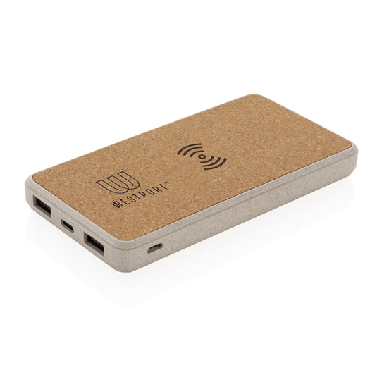 Cork and Wheat Straw 8.000 mAh 5W wireless powerbank - Custom Wood Designs