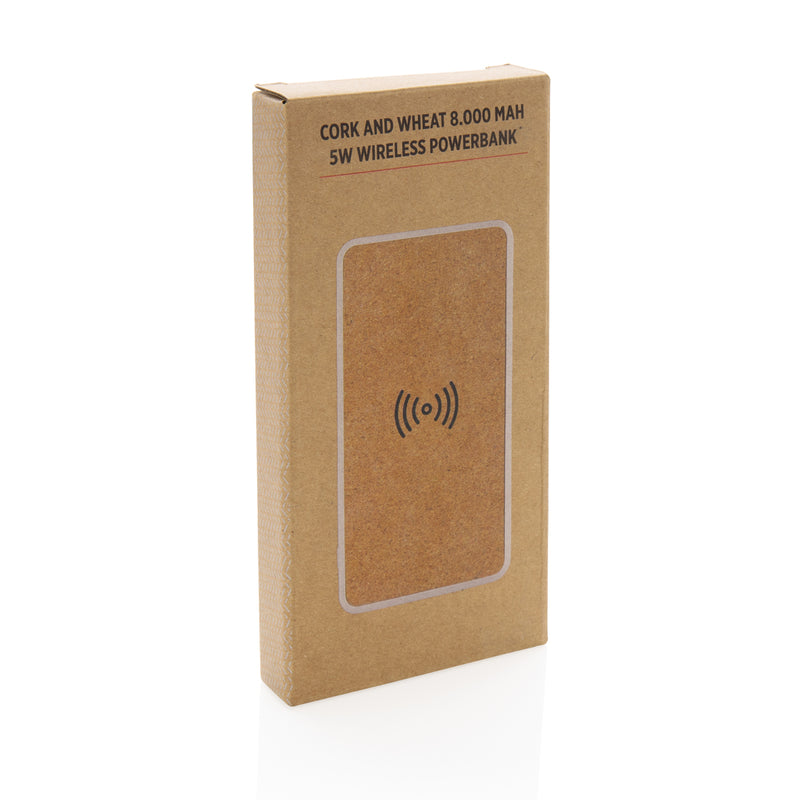 Load image into Gallery viewer, Cork and Wheat Straw 8.000 mAh 5W wireless powerbank - Custom Wood Designs
