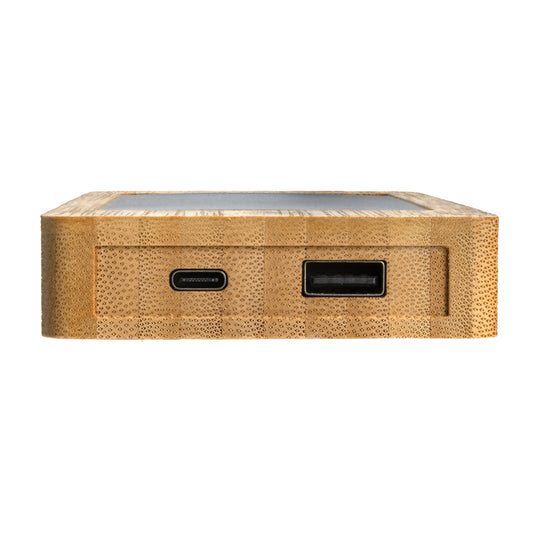 Sunwick 10.000 mAh Bamboo solar powerbank - Custom Wood Designs