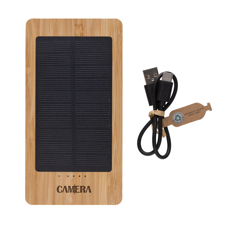 Load image into Gallery viewer, Sunwick 10.000 mAh Bamboo solar powerbank - Custom Wood Designs
