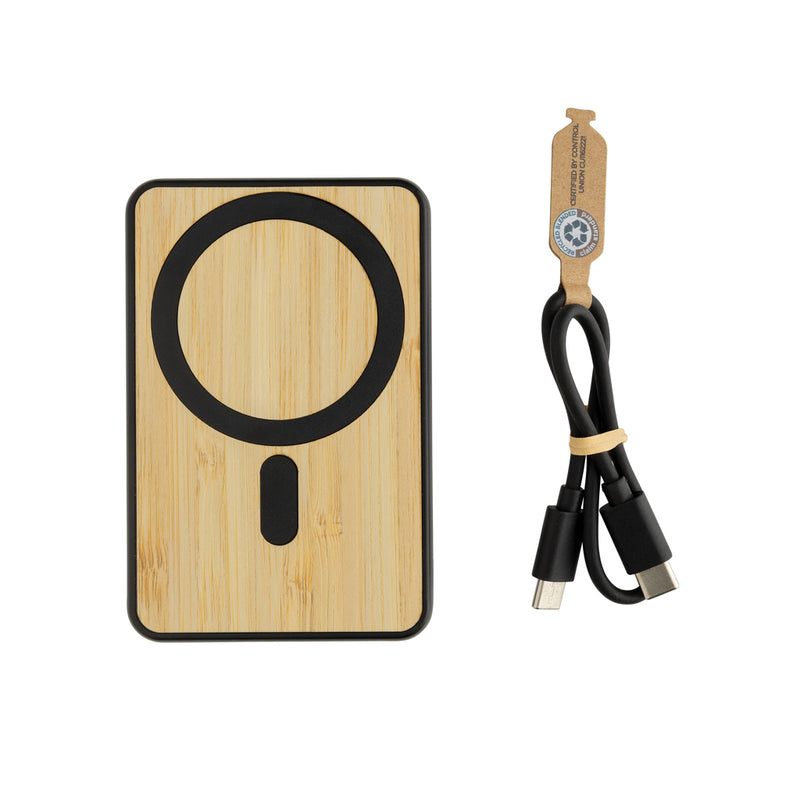 Load image into Gallery viewer, Zen RCS rplastic 5000 mah 5W magnetic bamboo powerbank - Custom Wood Designs
