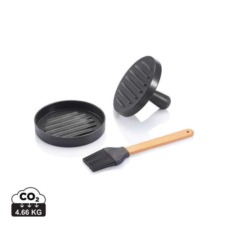Load image into Gallery viewer, BBQ set with hamburger press and brush - Custom Wood Designs

