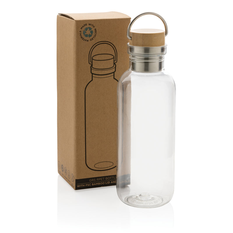 Load image into Gallery viewer, RCS RPET bottle with bamboo lid and handle - Custom Wood Designs
